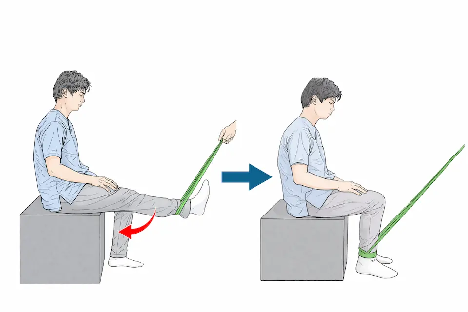 変形性膝関節症（サークル３B　下肢筋出力エクササイズ② 膝の屈伸）膝の屈曲