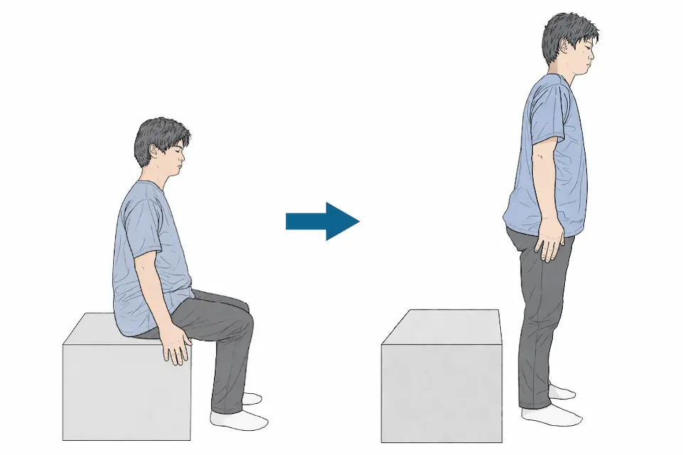 変形性膝関節症（サークル４A　日常生活エクササイズ① 立ち上がり）レベル２