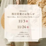 11月の祝日営業について