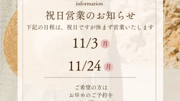 11月の祝日営業について