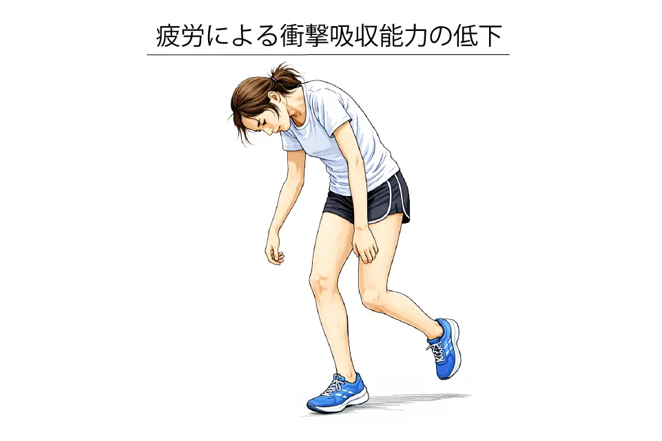 疲労による衝撃吸収能力の低下