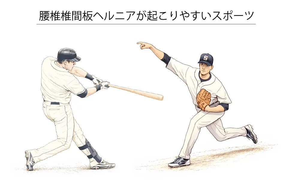 腰椎椎間板ヘルニアが起こりやすいスポーツ（野球）