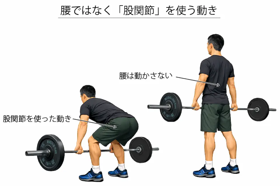 デッドリフト（腰ではなく股関節で動く）