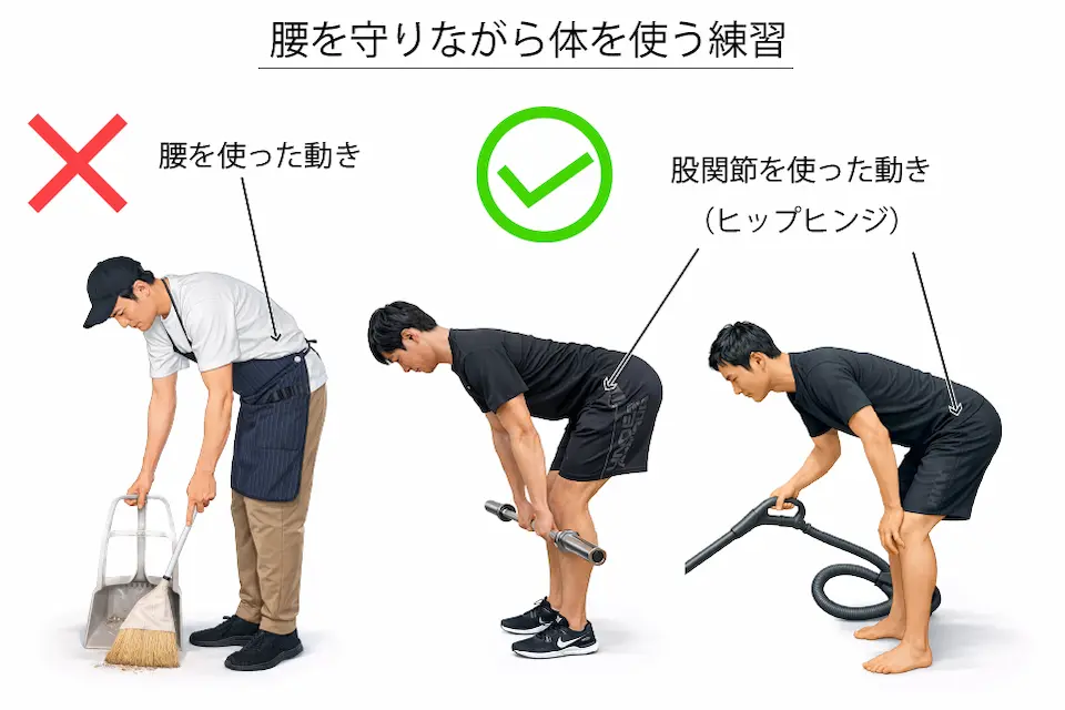 デッドリフト（腰を守りながら動く）