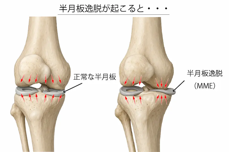 変形性膝関節症（半月板逸脱が起こると）