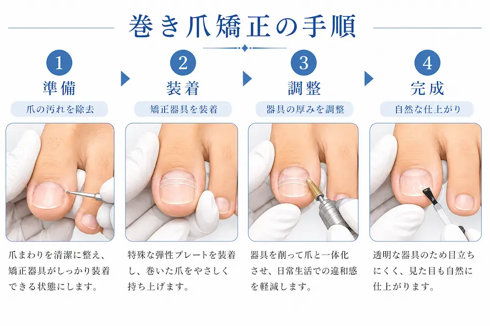 巻き爪矯正の手順