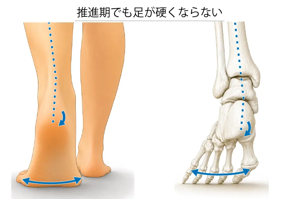 推進期でも足が硬くならない