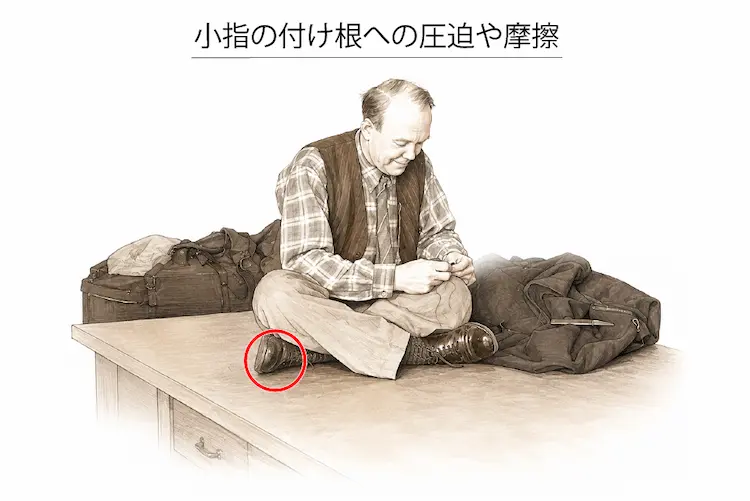 小指の付け根に圧迫や摩擦がくり返し