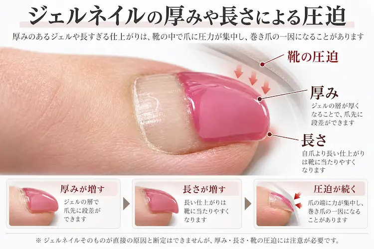 ジェルネイルと靴の圧迫による爪への負担