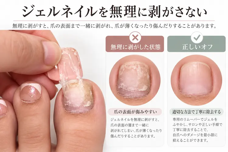 ジェルネイルを無理に剥がさない