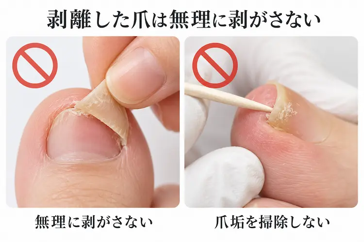 剥離した爪への注意事項