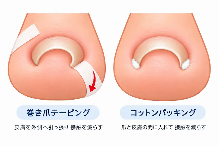 巻き爪ケア比較イラスト