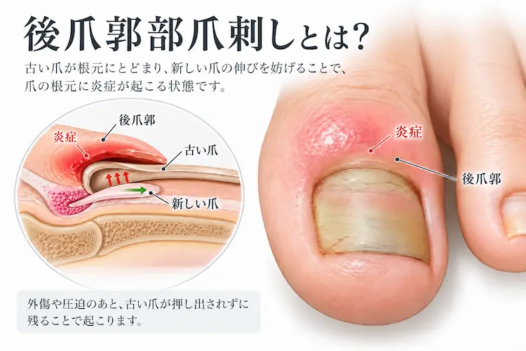 後爪郭部爪刺しの解説図