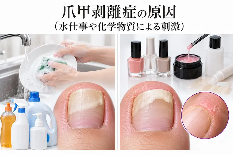 水仕事とネイル用品による爪甲剥離症