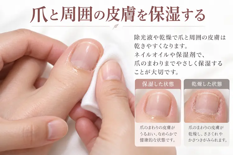 爪と皮膚をやさしく保湿する方法
