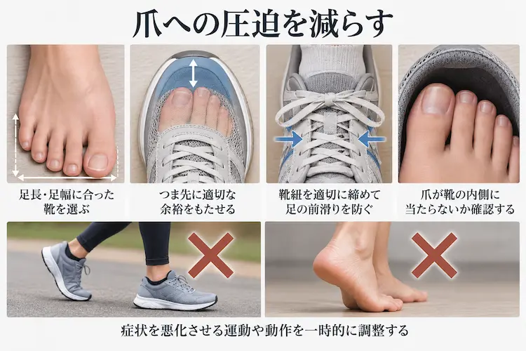 爪への圧迫を減らす足元ケア