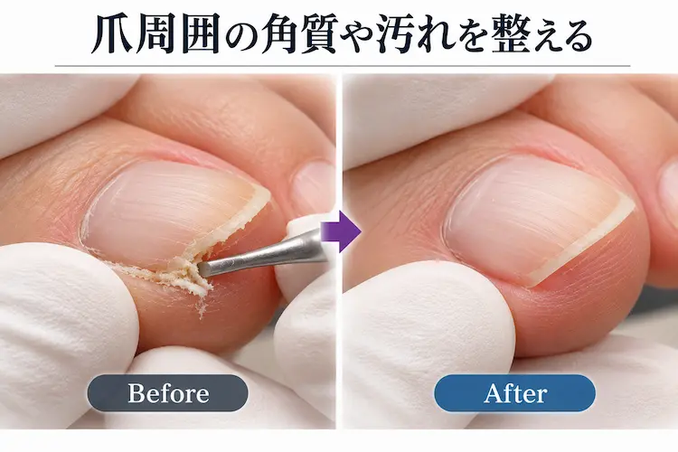 爪周囲の角質ケア ビフォーアフター